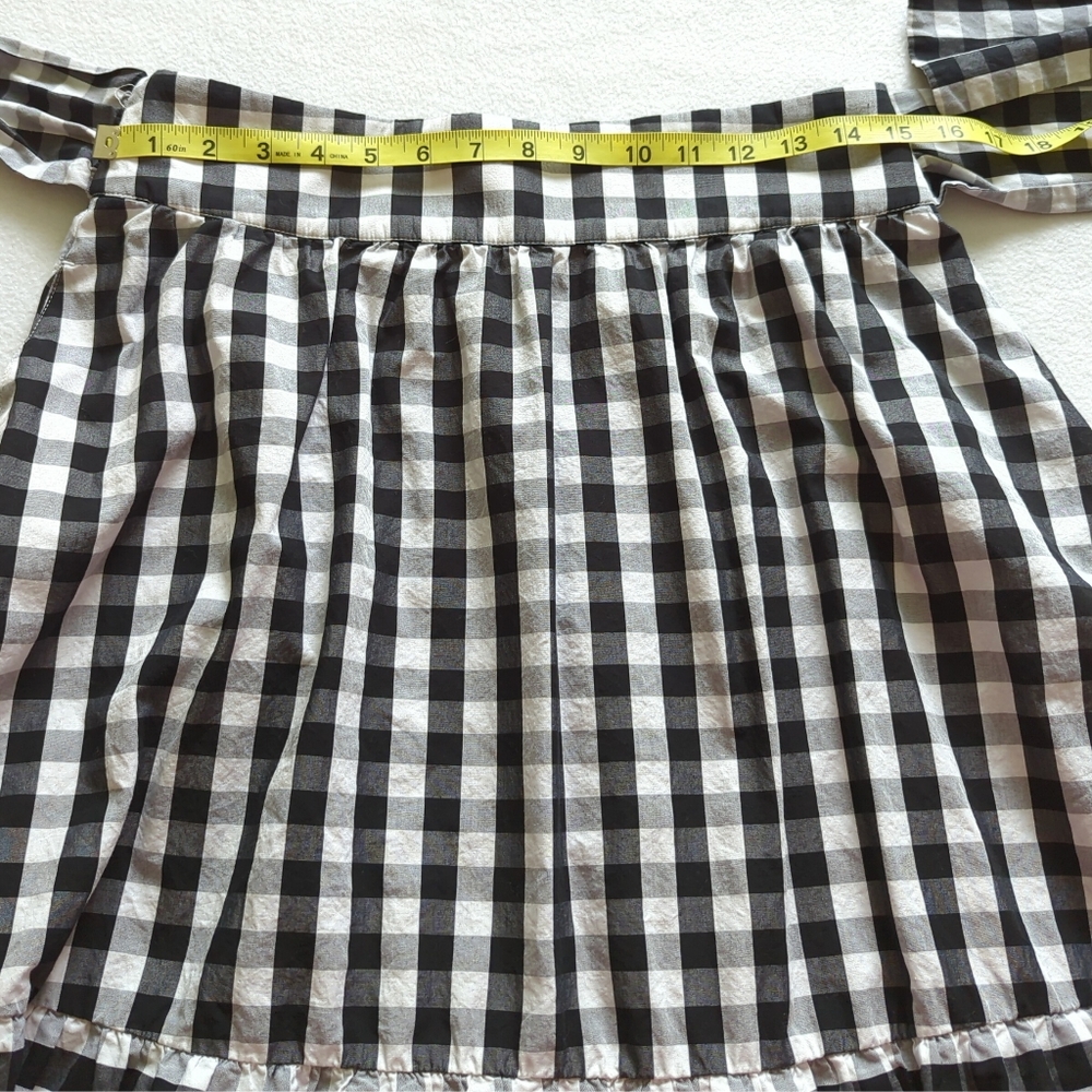 J. Crew Black & White Check 100% Cotton Skirt w Tie Unlined Slash Pockets Size 6 - Picture 3 of 7